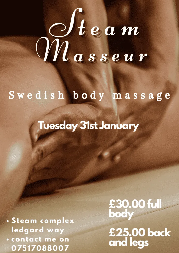 Massage, steam complex, gay and bisexual male sauna