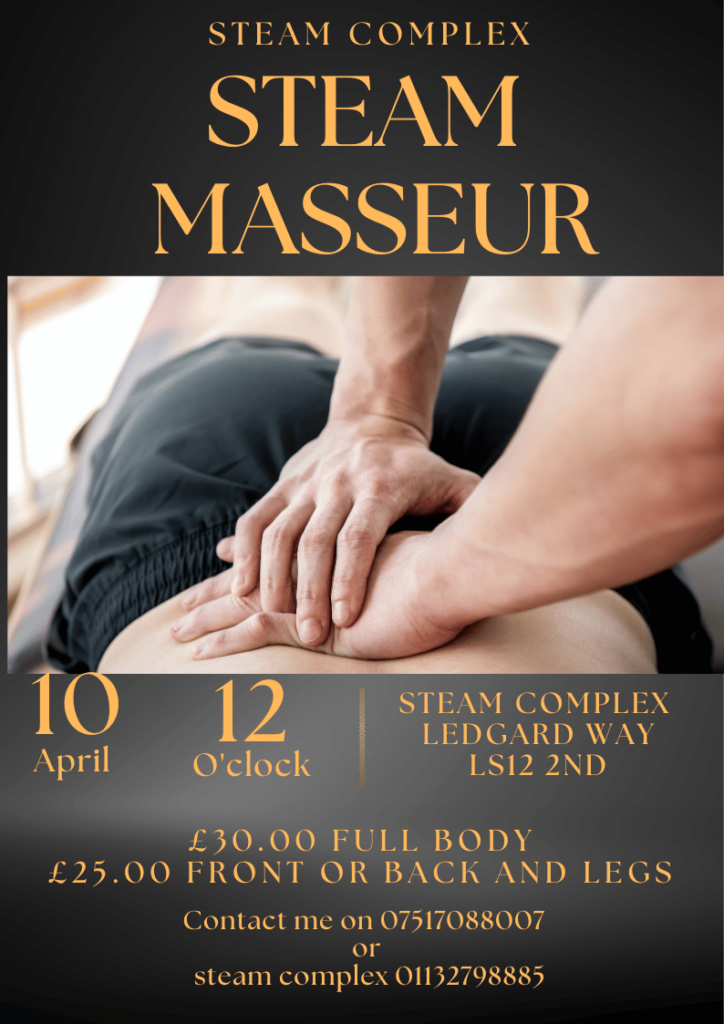 leeds, Swedish massage, Steam Complex, relaxation, appointment, men-only club, Leeds, benefits, booking